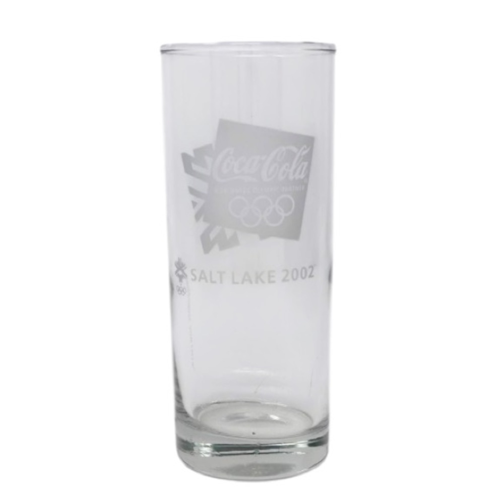 2002 Coca Cola Olympics Salt Lake City Collectible Etched Glass (6" Tall) set 12